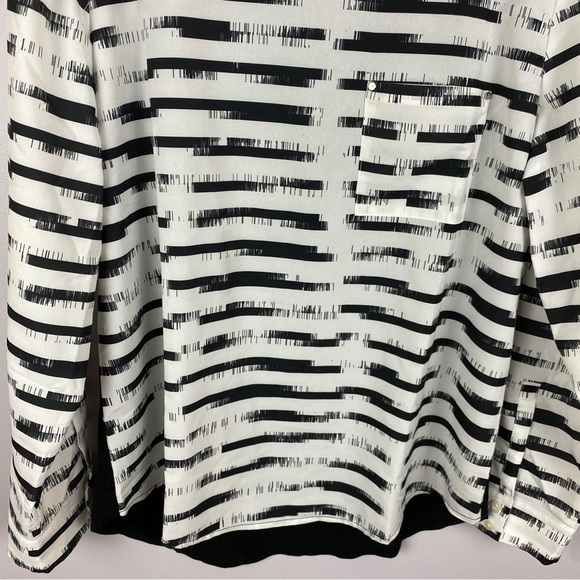 Calvin Klein Classic Contemporary Striped Viscose Blend Blouse Large Black White - Picture 5 of 14